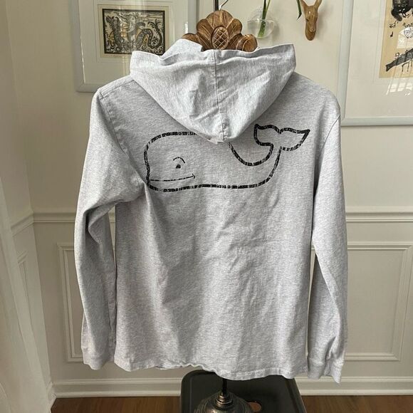Vineyard Vines Grey Pullover Pocket Hoodie Whale Tshirt Weight S - Picture 6 of 7